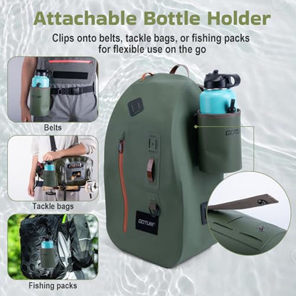 Goture Fly Fishing Wading Belt, Adjustable Waist Belt with Removable Fly Patch & D-Rings for Tools, Optional Bottle Holder