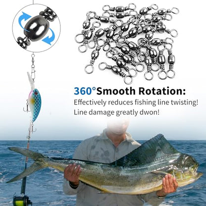 Barrel Swivels Stainless Steel Fishing Swivel Brass Black Nickle Barrel Fishing Swivel Solid Ring Fishing Tackle Line Connector Freshwater Rolling Swivels 35lb-165lb - size: #4 (66lb) 100pcs