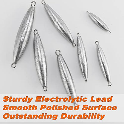 Dr.Fish Inline Trolling Lead Sinkers Torpedo Weights Saltwater Fishing | Streamlined Torpedo Shaped Trolling Sinkers, Perfect for salmon, tuna, walleye, trout, and wahoo in fresh and saltwater. - size: 2oz-5 Pack