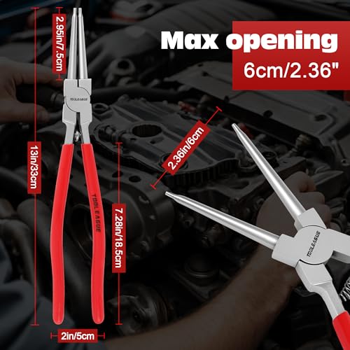 TOOLEAGUE 13" Large Snap Ring Pliers, Circlip Pliers,Straight Internal Heavy Duty for Ring Remover Retaining,1 Pc - size: 13 inches (Straight Internal, 1Pc)