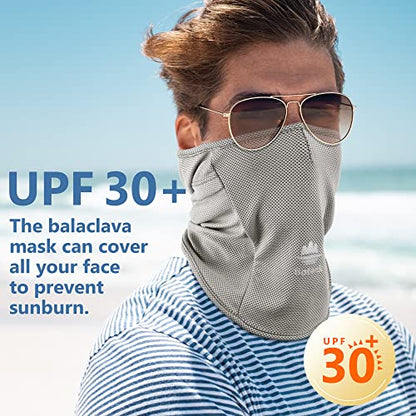Balaclava Ski Mask, Sun UV Protection Breathable Full Head Face Mask for Men Women Skiing Cycling - color: 2 Packs - Grey + Blue