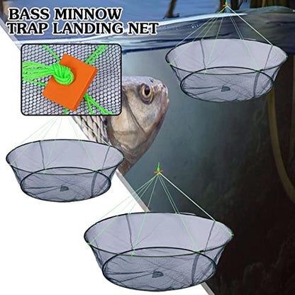 Foldable Drop Fishing Landing Net Crayfish Shrimp Catcher Tank Casting Network Trap Mesh Crab Prawn Bait Cage Eels Mesh for Fish
