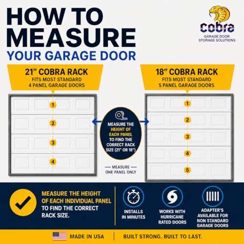 Cobra Storage Garage Door Storage Rack - 21" Black ABS Plastic Fishing Rod Holder - Ultimate Garage Organization for Fishing Gear and Equipment, Saltwater Fishing Gear (1 Pack) - size: 21 inch