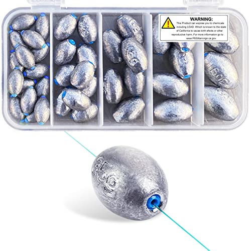 Egg Fishing Sinkers Weights Assortment Lead Oval Shape Bass Casting Worm Bullet Tackle for Saltwater Freshwater Fishing - style: Stopper-barrel-swivels