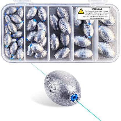 Egg Fishing Sinkers Weights Assortment Lead Oval Shape Bass Casting Worm Bullet Tackle for Saltwater Freshwater Fishing - style: Stopper-barrel-swivels