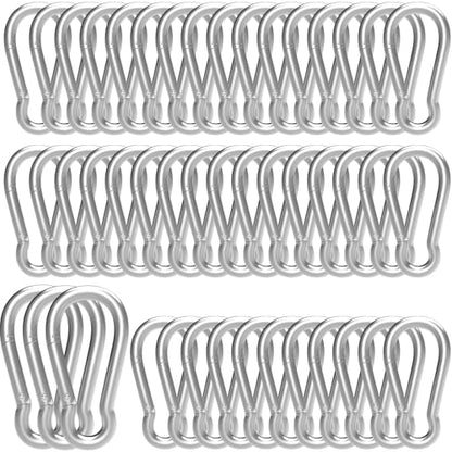 Heavy-Duty Carabiner Clip 1.57"–5.5", Black/Silver Spring Snap Hook, Quick Link Keychain Clip for Keys, Swing Set, Camping, Fishing, Hiking & Traveling (120–1350 lbs) - color: Silver, size: 2.36 inch (M6) - 50 pcs