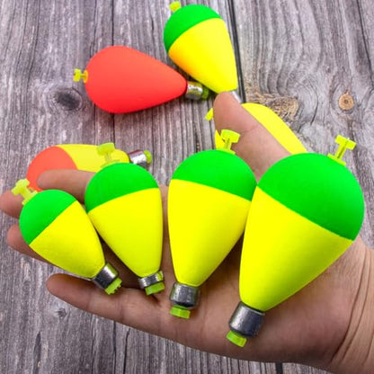 Dr.Fish 5 Pack Weighted Fishing Bobbers Snap-on Spring Bobbers Push Button Floats EVA Foam Pear Shape Bass Freshwater Fishing for Crappie Panfish Bluegill Trout - color: Red/White, size: 1.6"(1/4oz)