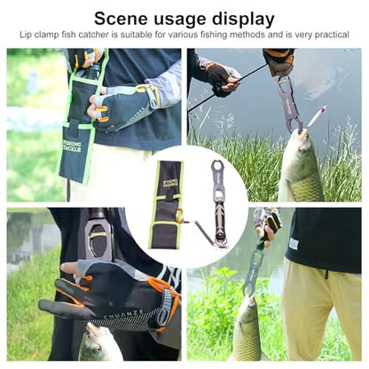Fish Lip Gripper Fish Scales Professional Fish Holder Aluminium Alloy Material Grabber 40 Pound Fish Lip Grip Tool with Weight Scale and 360 Degree Rotation,Fish Grabber Clip Fish Control Tackle - size: Gripper Only