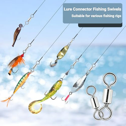 AMYSPORTS Lure Connector Swivels Fishing Stainless Steel Saltwater Fishing Swivel Rolling High Strength Barrel Swivels Tackle SUS304 - size: Size2/0 (551lb) 25 pcs