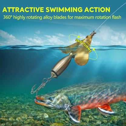 Buzzbait Fishing Lures Kit Bass Spinnerbait Baits with Treble Hook Topwater Buzz Bait Swimbait Metal Swim Jig Lure for Bass Pike Trout Salmon Fishing Freshwater Saltwater Fishing