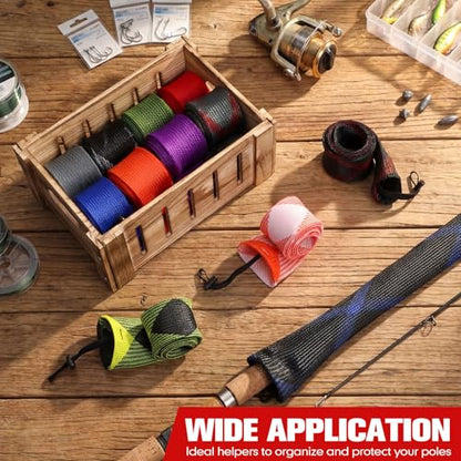 Woanger Lengthen Fishing Rod Sleeve Socks Covers Braided Mesh Rod Protector Fishing Tools Accessories for Bait Casting Sea - size: 67 x 0.18"