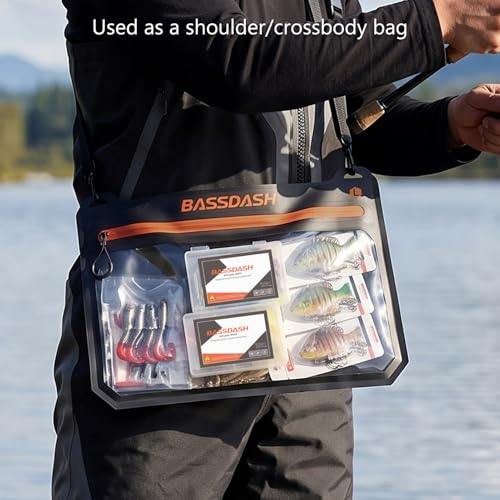 BASSDASH 2-Pack TPU Fishing Tackle Bag Heavy Duty Bait Storage Pouch with Water-Resistant Zipper for Soft Baits, Tools, Accessories - size: Large