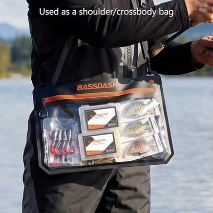 BASSDASH 2-Pack TPU Fishing Tackle Bag Heavy Duty Bait Storage Pouch with Water-Resistant Zipper for Soft Baits, Tools, Accessories - size: Large