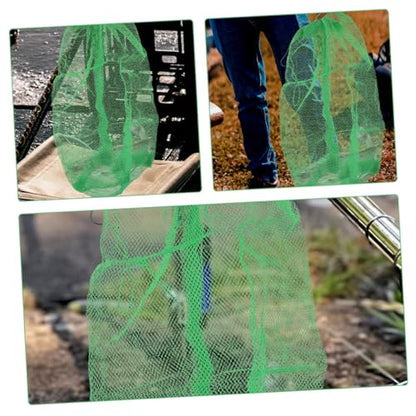 Luxshiny Portable Fishing Net Bag Drawstring Mesh Basket Nylon Collapsible Fish Keeper Net 100x60cm for Outdoor Fishing and Crabbing