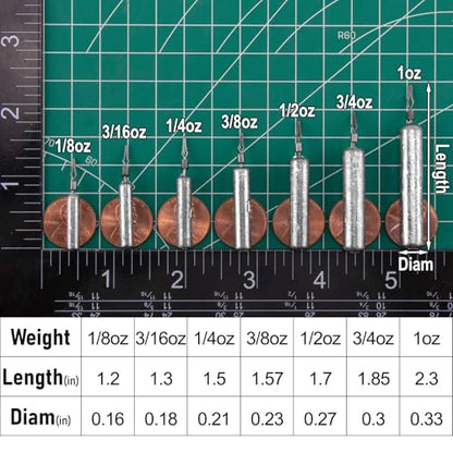 Dr.Fish 50 Pack Fishing Drop Shot Weights Lead Fishing Weights Pencil Skinny Sinkers with Barrel Swivels for Freshwater Bass Fishing - size: 3/8oz-20 Pack