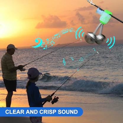 2 Pack Upgraded Automatic Spring Fishing Rod Holder with 10 Fishing Bells | Heavy-Duty Ground Stand for Saltwater/Freshwater, Fits Any Size Fish