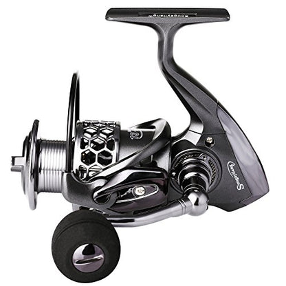 Sougayilang Fishing Reel 13+1BB Light Weight Ultra Smooth Aluminum Spinning Fishing Reel with Free Spare Graphite Spool - color: Silver, Black, size: XY1000
