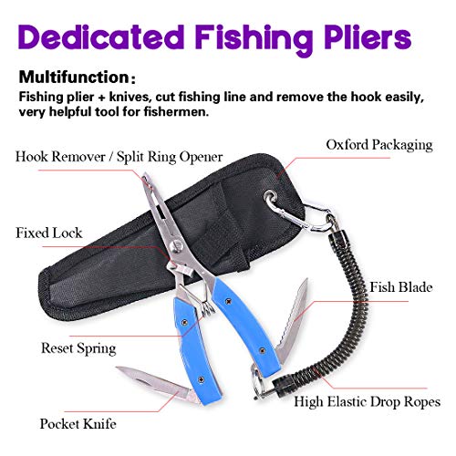 Swpeet 2Pcs Fishing Gear Set, Fisherman Professional Fishing Glove with Magnet Hooks Release and Fishing Pliers Cutters Split Ring Pliers Hook Remover Fish Holder Sheath Lanyard - color: Left, size: Medium