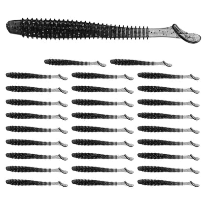 Soft Fishing Lures - Paddle Tail Swim Bait for Bass, Trout in Saltwater & Freshwater - Rigged with Hooks - Durable ABS Plastic - color: Black, size: 2.95"
