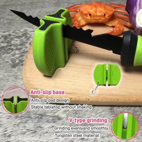 2PCS Fillet Knife Set, 5 & 7 inch Stainless Steel Kitchen Filet Knife for Fish, Fishing Gear, Fishing Tool Set, Fishing Accessories Gift, with Sharpener and Cutting Resistant Gloves, Green - color: 2PCS-Green