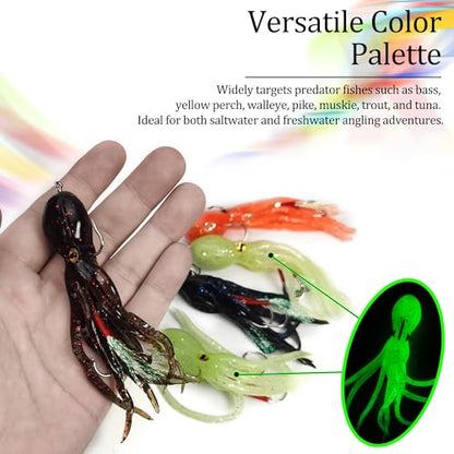 Soft Fishing Lures Shad Minnow Swimbaits, Pre-Rigged Jig Heads Paddle Tail Swim Baits for Bass, Trout, Walleye, Crappie, Sinking Jigs Bait for Saltwater Freshwater, Fishing Gifts for Men - color: C1-5pcs Soft Octopus Swimbait