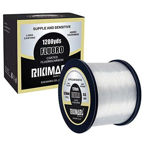 RIKIMARU Fluoro Fishing Line, 100% Soft Fluorocarbon Coated Fishing Line - size: 20 lb/0.40 mm/1200 yds