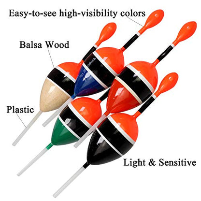 THKFISH Fishing Floats Bobbers Slide Floats Balsa Fishing Bobber Slip Bobbers for Crappie Panfish Trout Bass (1/2oz 2"x5.28") (1/6 1.6"x4.8") 5Pcs - color: Black and Red, size: 1/2 oz 2"x5.28" - 5Pcs