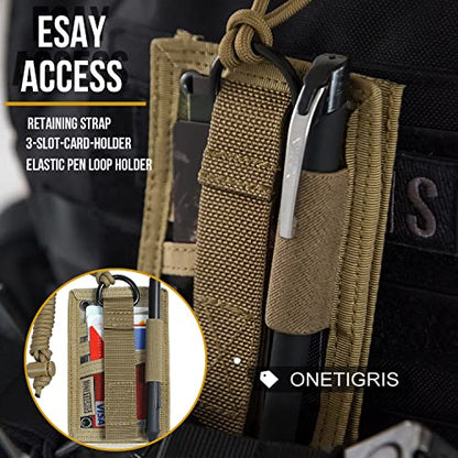 OneTigris Tactical ID Card Holder Hook & Loop Patch Badge Holder Neck Lanyard Key Ring and Credit Card Organizer - color: Camo