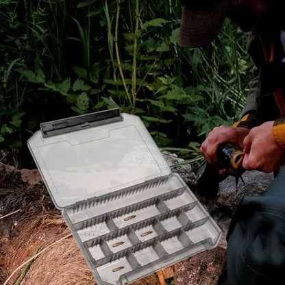 Fishing Tackle Box Portable Lure Organizer Compact Gray Storage Case with Multiple Compartments for Bait and Hooks, Small Kayak Tackle Box for Freshwater and Saltwater Fishing