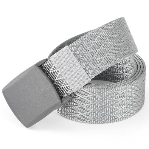 Mile High Life | Nylon Web Belt | Outdoor Military Belt | TSA Safe Buckle Plastic/Metal - color: Gray 530 Cross