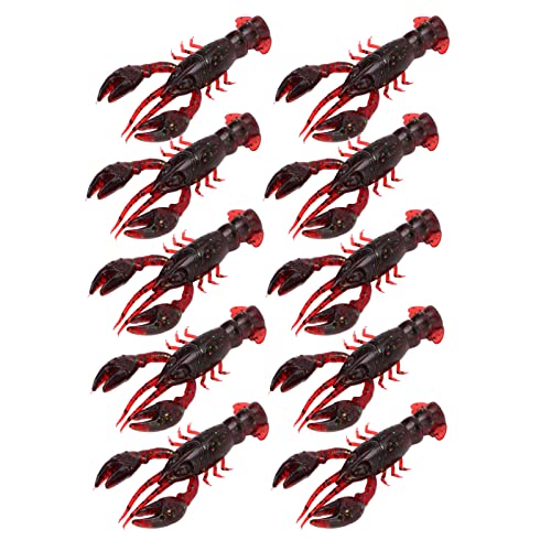 Flexible PVC Soft Fishing Lure Crawdad Baits, Set of 10 Portable Shrimp Lures, Reusable Elastic Bait for Outdoor Fishing Enthusiasts - color: Sauce red