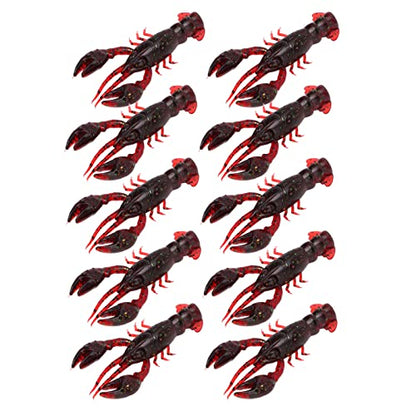 Flexible PVC Soft Fishing Lure Crawdad Baits, Set of 10 Portable Shrimp Lures, Reusable Elastic Bait for Outdoor Fishing Enthusiasts - color: Sauce red