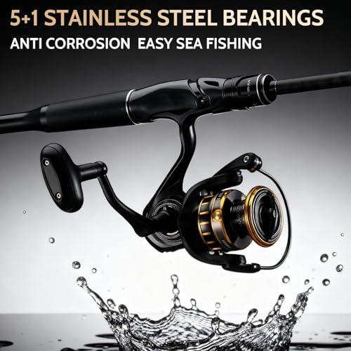 CT Surf Saltwater Fishing Reels, 5+1 Double-Shielded Stainless-Steel BB, 22LBs Max Drag, 5.2 Gear Ratio, CNC Aluminum Spool & Handle Freshwater and Saltwater Spinning Reel - size: 3000