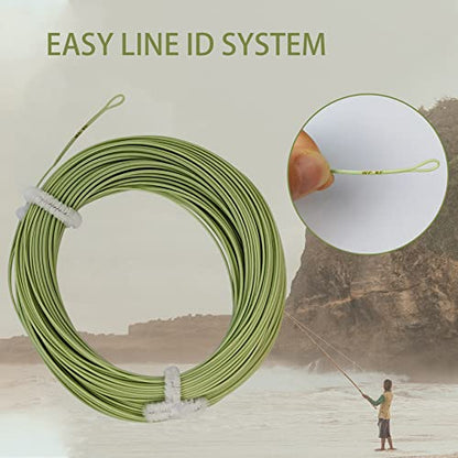 EUPHNG All-Purpose Fly Line Floating Trout Fishing Line Welded Loop Line ID Weight Forward Fly Fishing Line 100FT - color: Moss Green, size: WF2F