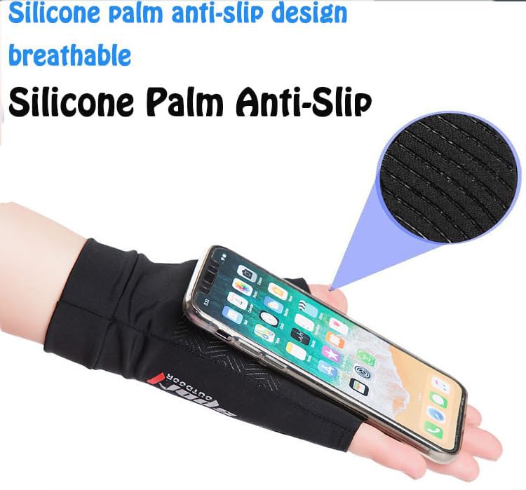 Anti-Slip Strips Cycling Gloves for Men/Women Half Finger UV Protection Driving Glove for Outdoor - color: Black