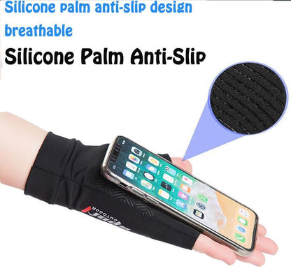 Anti-Slip Strips Cycling Gloves for Men/Women Half Finger UV Protection Driving Glove for Outdoor - color: Black