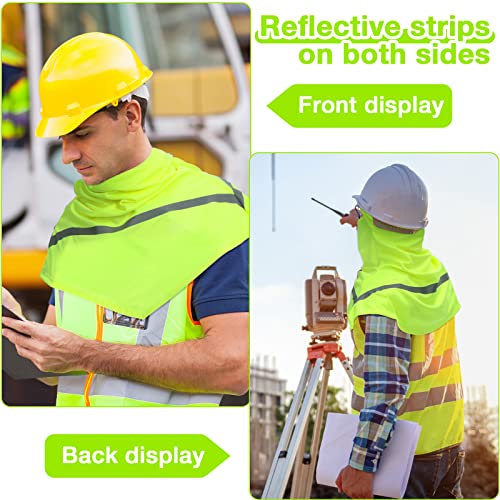 Seematn 4 Pcs Summer Balaclava Men Women Sun Face Mask for UV Protection Neck Covers with Reflective Strip Construction Work - color: Neon Yellow, Neon Orange