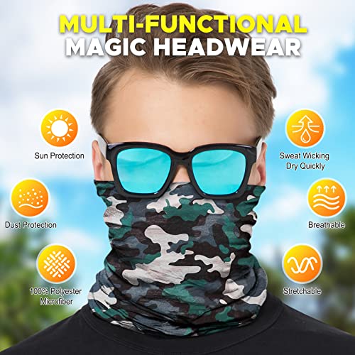JOEYOUNG Headwear, Bandana, Neck Gaiter Head Wrap Headband Balaclava Magic Scarf - color: A-camo 5