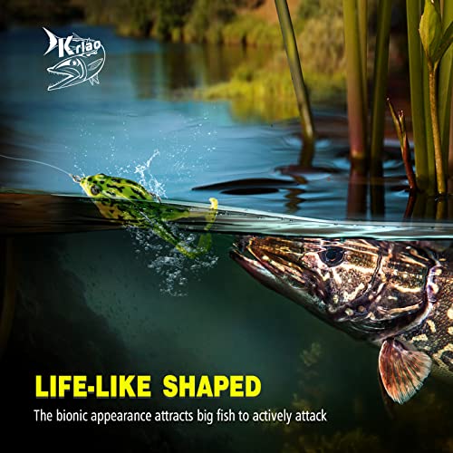 Topwater Frog Lure Bass Trout Fishing Lures Kit Set Realistic Prop Frog Soft Swimbait Floating Bait with Weedless Hooks for Freshwater Saltwater - color: 2-2
