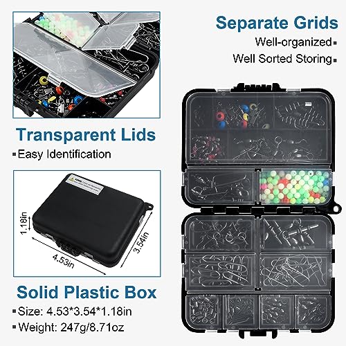 SILANON Fishing Swivels Tackle Kit, 174pcs Include Barrel Swivels,Sinker Slides,3 Way Swivels,Duo Lock Snaps,Barrel Snap Swivels Fishing Tackle Box Set for Bass Trout Saltwater Freshwater - style: 180pcs Kit