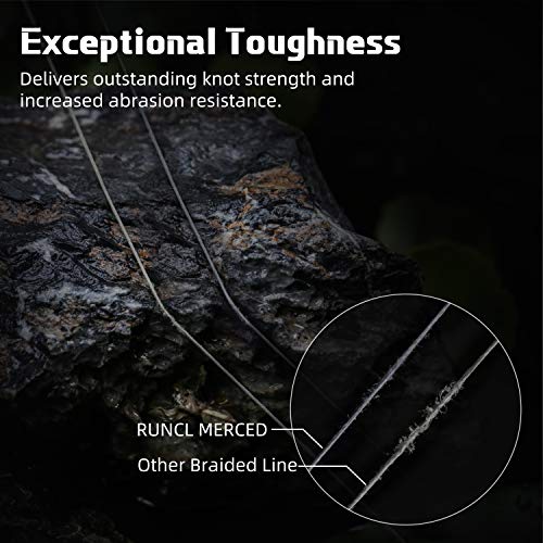 RUNCL Braided Fishing Line Merced, 1000 500 300 Yards Braided Line 4 8 Strands, 6-200LB - Proprietary Weaving Tech, Thin-Coating Tech, Stronger Smoother for Freshwater Saltwater - color: Gray, size: 10lb/500yards (4 Strands)