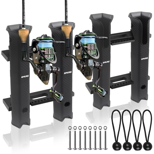 Fishing Rod Holder, Rod Holder Rack with 6-Inch Ball Bungee Cords and Screws – Portable Fishing Pole Holders Rack for Boats, Yachts, Kayaks, Garages, Coolers, Trailers, Trucks, and Wall Mounting
