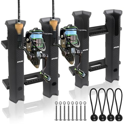Fishing Rod Holder, Rod Holder Rack with 6-Inch Ball Bungee Cords and Screws – Portable Fishing Pole Holders Rack for Boats, Yachts, Kayaks, Garages, Coolers, Trailers, Trucks, and Wall Mounting