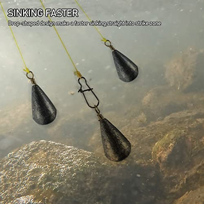 Dr.Fish 30 Pack Bass Casting Sinker Weights Lead Bell Drop Shot Weights with Brass Swivels Weight Freshwater Fishing Lead Sinker - size: 1/4oz-30 Pack