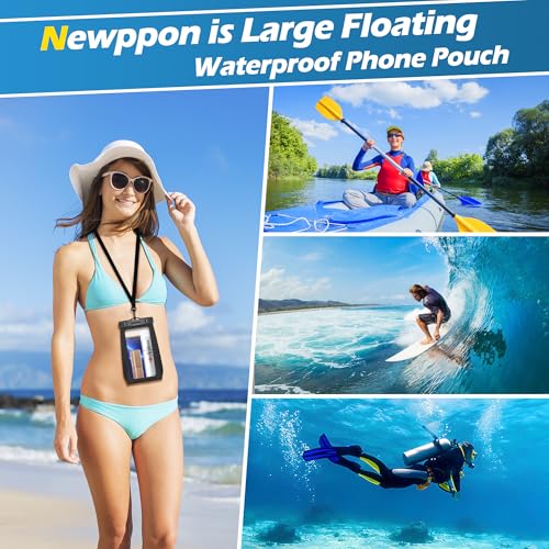 4 Pack Floating Waterproof Phone Pouch - Universal Large Floatable Water Proof Dry Bag Case - Float Clear Cell Holder with Lanyard - for iPhone 17 Pro Max Samsung Galaxy - Beach Swimming Pool - color: Green+Pink+Black+Blue