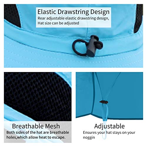 Sun Blocker Hats Outdoor Sun Protection Fishing Cap with Neck Flap Large Brim Outdoor Hat - color: Blue