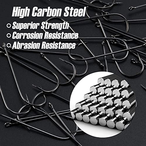 Dr.Fish 100 Pack Aberdeen Fishing Hooks Freshwater, Straight Shank Light Wire Worm Hooks for Bass/Crappie/Bream/Bluegill/Panfish - size: #1/0-100 Pack