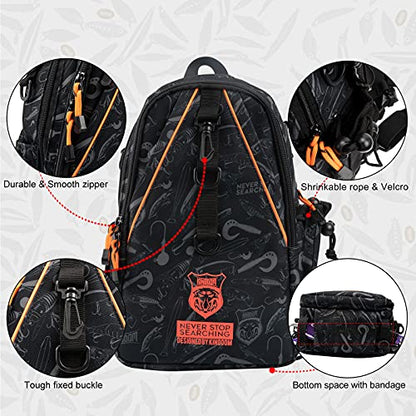 KINGDOM Fishing Tackle Storage Bag With Fishing lure Box, Water-Resistant Fishing Backpack with Rod Holder, Fishing Gear Bag - color: Black