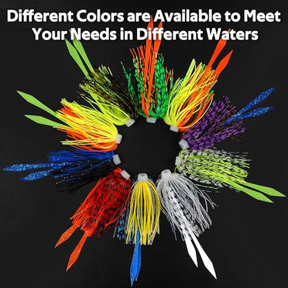 Silicone Jig Skirts 10/20pcs Spinnerbait Skirts with Tail Fishing Lure Skirts Replacement Quick Change Fishing Umbrella Skirts for Spinnerbaits Buzzbaits Bass Jig Lure Making Supplies - style: 20pcs