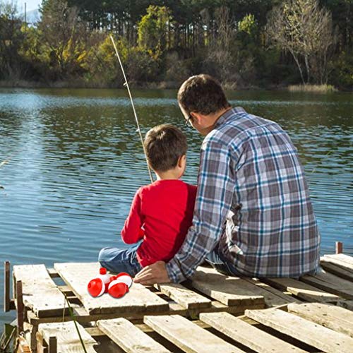50 PCS Round Fishing Bobbers 1 Inch Float Bobbers Push Button - Red and White ABS Material